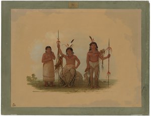 Två Arapaho Warriors och en kvinna av George Catlin