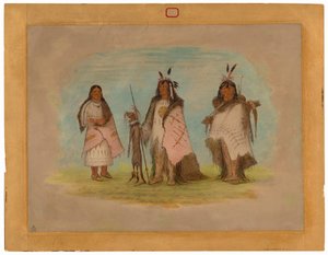 Två Blackfoot Warriors och en kvinna av George Catlin