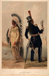 Wi-jun-jon. En hövding från Assinneboin. av George Catlin