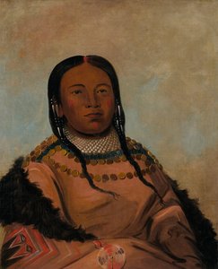 Wi-lóoh-tah-eeh-tcháh-ta-máh-nee, röd sak som berör i marschen, dotter till Black Rock, 1832. av George Catlin