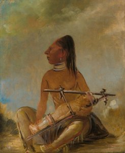 Kvinna och barn, som visar hur barnens huvuden är tillplattade av George Catlin