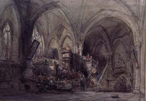 Interiör av en kyrka, Spanien av George Cattermole