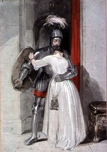 Damen och riddaren (akvarell) av George Cattermole