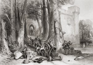 The Siege of Lathom House, 1644, indgraveret af W. Topham swed
