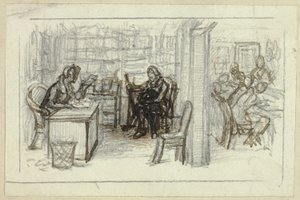 Utsikt över biblioteket av George Cattermole