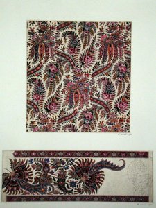 Tygdesign för Paisley sjalar, ca 1871 (gouache på papper) av George Charles Haite