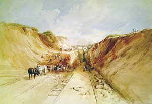 Byggande av en järnvägslinje" av George Childes