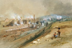 Dowlais Ironworks (akvarell på papper) av George Childs