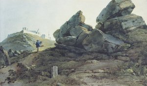 Rocks and a Hill Convent, Kina av George Chinnery
