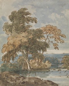 Träd vid en flod av George Chinnery