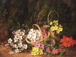 Vårblommor i korgar