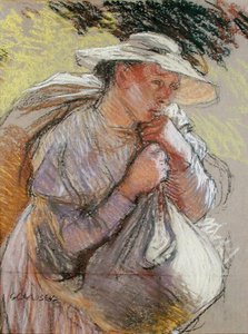 En bondkvinna (pastell på papper) av George Clausen
