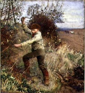 Pojke som klipper en häck, 1890 av George Clausen