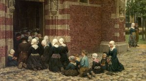 Högmässa i en fiskeby vid Zuyder Zee, Holland, 1876