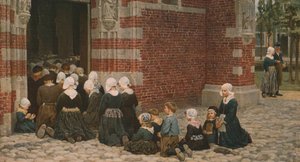 Högmässa i en fiskeby vid Zuyder Zee, Holland, 1876, c1930. av George Clausen