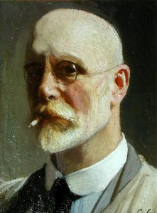 Självporträtt med cigarett av George Clausen