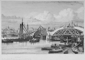 London Bridge under uppbyggnad, 1827
