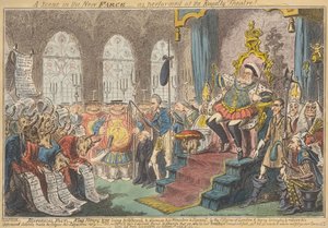 En scen i den nya farsen - som framförs på royalteatern! av George Cruikshank