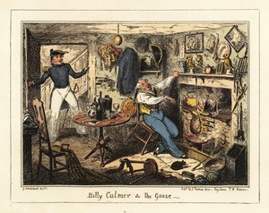 En sjölöjtnant kallar en gammal midskeppsman till tjänst, 1826 (litografi) av George Cruikshank