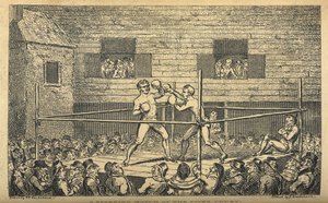 "En sparringmatch på Fives-planen". En boxningsmatch, från 