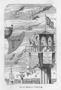 Air-um, Scare-um Traveling - dvs förväntan på flygets framtid 1843 av George Cruikshank