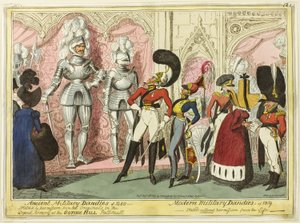 Forntida och moderna militärdandys från 1450 av George Cruikshank
