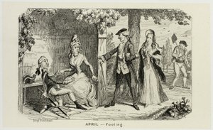 April - Fooling från George Cruikshanks stålgravyrer till The Comic Almanacks: 1835-1853 av George Cruikshank