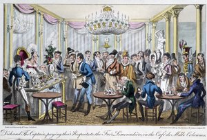 Café des Milles kolumner - i "Life in Paris" av David Carey, London av George Cruikshank