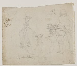Karaktärsstudier (penna, penna och bläck på papper) av George Cruikshank