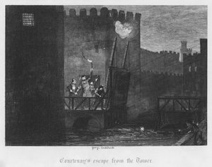 Courtenays flykt från tornet (gravyr) av George Cruikshank