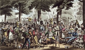 Dick Jenkins, The Captain, Lady Halibut och Lydia Enjoying a Lounge in the Italian Boulevard, från "Life in Paris" av David Carey, publicerad 1822 av George Cruikshank