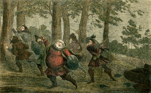 Falstaff svettas ihjäl och isterar den magra jorden när han går av George Cruikshank
