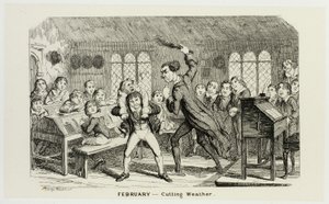 Februari - Att skära väder från George Cruikshanks ståletsningar till The Comic Almanacks: 1835-1853 av George Cruikshank