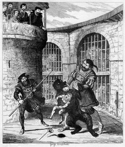 Gog frigör Xit från björnen i Lions Tower, 1840 av George Cruikshank