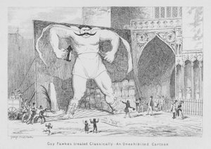 Guy Fawkes behandlad klassiskt, En outställd serie (gravyr) av George Cruikshank