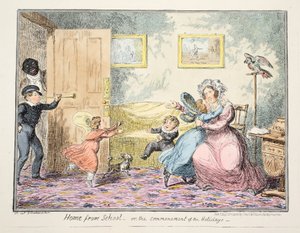 Hemma från skolan eller när semestern börjar pub. 1835 (handkolorerad gravyr) av George Cruikshank