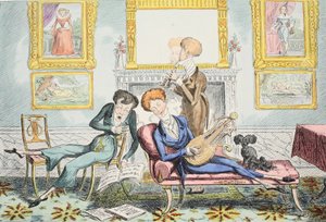 Hummingbirds eller A Dandy Trio, pub. 1835. av George Cruikshank