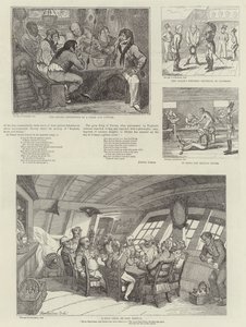 Humoristisk konst på Royal Naval Exhibition av George Cruikshank
