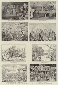 Humoristisk konst på Royal Naval Exhibition av George Cruikshank