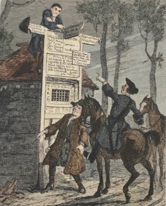 Jack Sheppard Escapes from the Prisoners Cage, illustration från Jack Sheppard: A Romance av William Harrison Ainsworth, publicerad 1839 (handfärgad etsning) av George Cruikshank