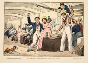 Jack Steadfast; eller, The Heart That Can Feel for Another, pub. 1807 (handfärgad gravyr) av George Cruikshank