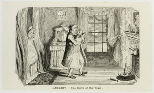 Januari - Årets födelse från George Cruikshanks ståletsningar till The Comic Almanacks: 1835-1853 av George Cruikshank