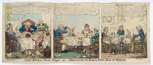 John Bulls tre stadier, eller, From Good to Bad und From Bad to Worse, 1815 (handfärgad gravyr)