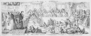Damer som prövar en föraktlig skurk för ett "löftesbrott". (gravyr) av George Cruikshank