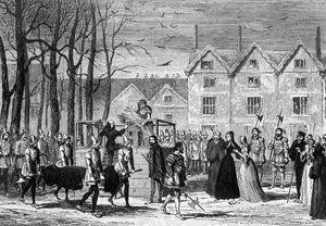 Lady Jane Gray möter kroppen av sin man på väg till ställningen, 1554 1840 av George Cruikshank