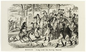 Mars - En dag med Surrey Hounds från George Cruikshanks ståletsningar till The Comic Almanacks: 1835-1853 av George Cruikshank