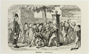Mars - Showery från George Cruikshanks ståletsningar till The Comic Almanacks: 1835-1853 av George Cruikshank