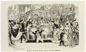 Maj - En ny droppscen på operan från George Cruikshanks ståletsningar till The Comic Almanacks: 1835-1853 av George Cruikshank