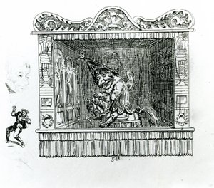 Mr Punch på Hector the Horse av George Cruikshank