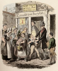 Nancy och Sikes kidnappar Oliver på gatorna - Oliver hävdas av sina tillgivna vänner - Illustration för "" Oliver Twist"" (Olivier) (The Adventures of Oliver Twist) av Charles Dickens (1812-1870), av George Cruikshank (1792-1878) ) . av George Cruikshank